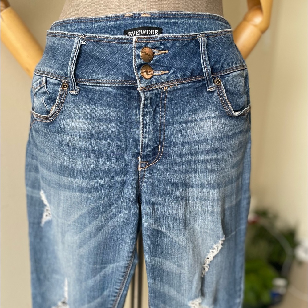 Distressed Skinny Blue Jeans - 11